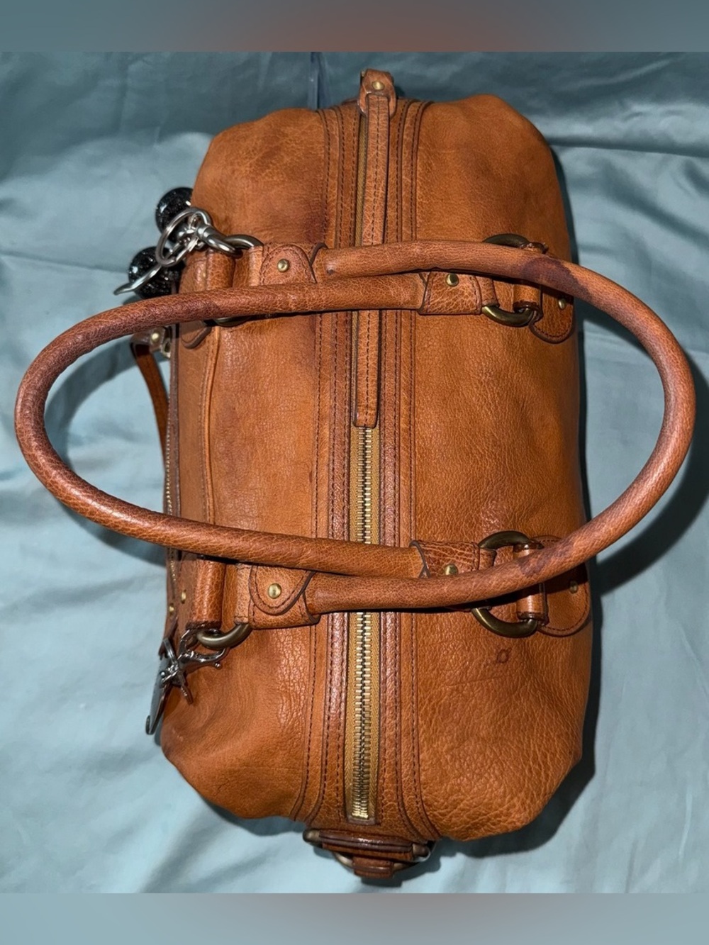 Bally Brownish Red Leather Shoulder Bag with Charm Accents - Picture 10 of 16